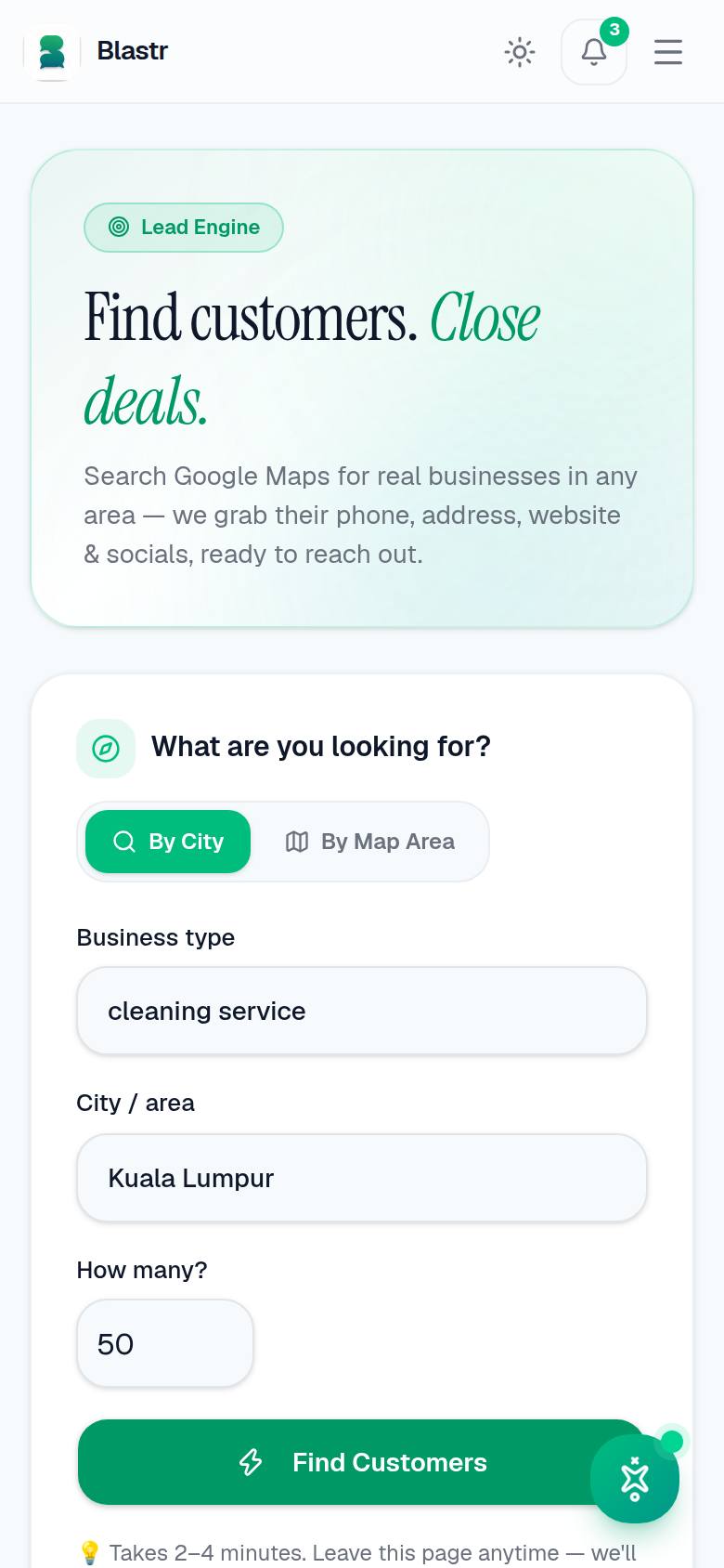 Lead finder on mobile