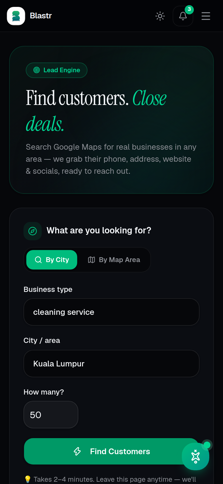 Lead finder on mobile